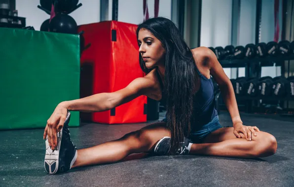 Pose, figure, brunette, fitness, hair, pose, the gym, training
