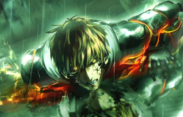 Guy, cyborg, anime, art, One Punch Man, Geno