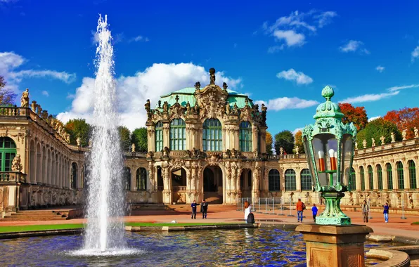 The city, building, Germany, fountain, Dresden