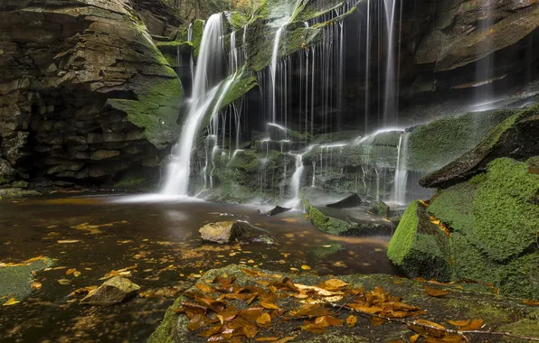 Autumn, nature, stones, waterfall