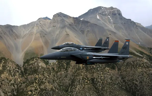 Picture forest, mountains, height, aircraft, fighters