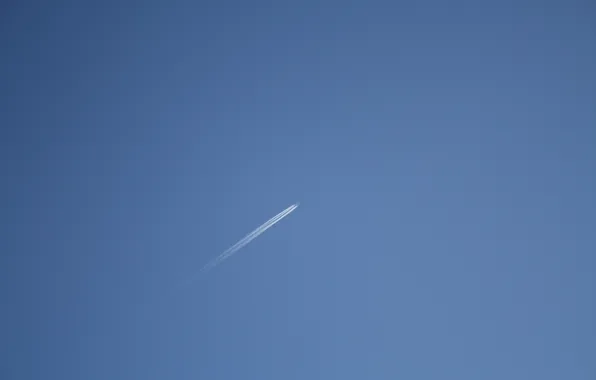 The plane, blue, trail, The sky