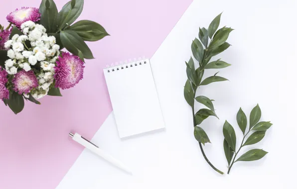 Flowers, bouquet, handle, Notepad