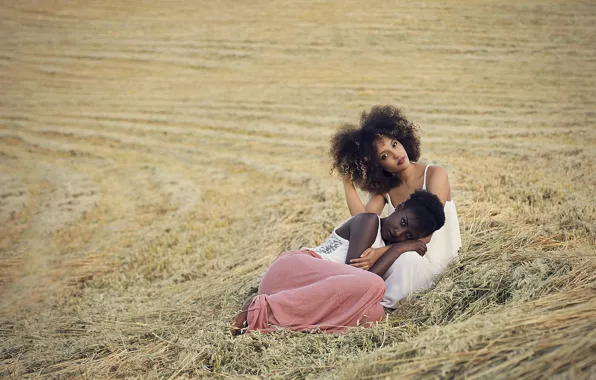 Picture field, girls, model, sitting