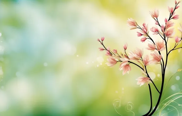 Flowers, green background, composition, AI art, neural network