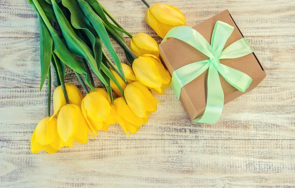 Love, gift, bouquet, yellow, tape, tulips, love, yellow