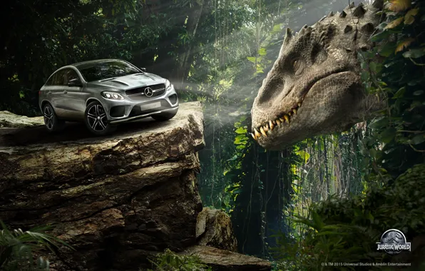 Picture auto, forest, rock, fiction, dinosaur, the situation, jungle, Jurassic world