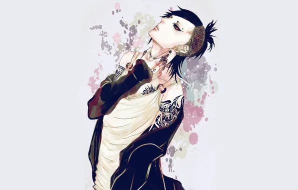 Picture anime, guy, tattoo, red eye, Tokyo Ghoul, Tokyo Ghoul, Uta