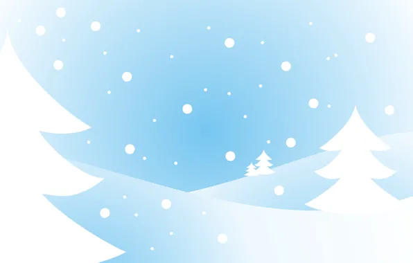 White, snow, blue, tree