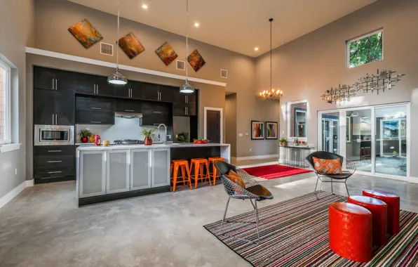 Design, style, interior, kitchen, Austin, United States, Austin, living room