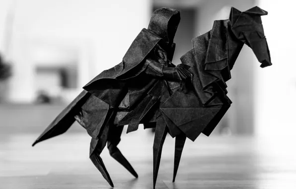Paper, horse, rider, origami