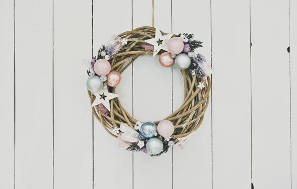 Picture decoration, New Year, Christmas, christmas, wreath, wood, merry christmas, decoration