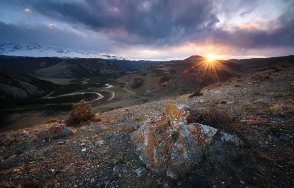 Picture sunset, mountains, Russia, Altai Krai