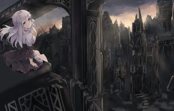 The city, Ruins, Girl