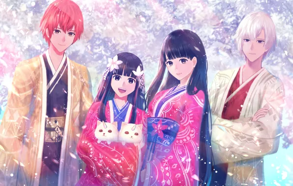 Animals, girls, guys, traditional clothing