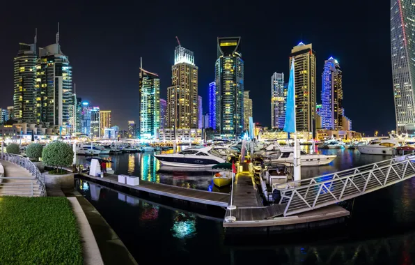 Night, the city, skyscraper, panorama, Dubai, Dubai, Panorama