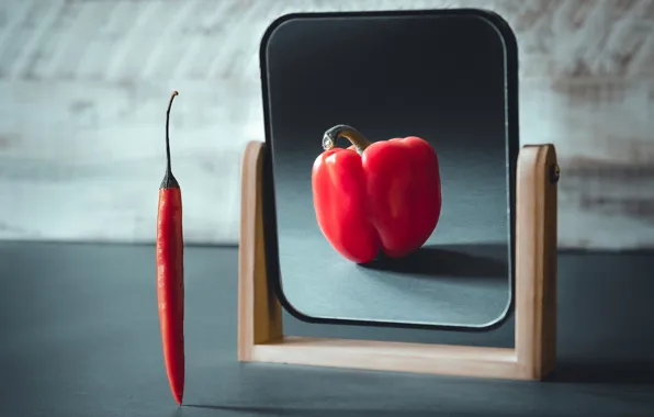Reflection, mirror, pepper, AI art, neural network