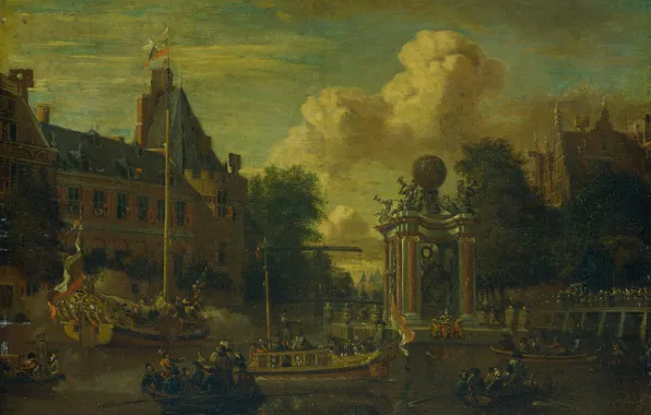 Oil, picture, Abraham Stork, Holst's on the panel, Abraham Storck, 1708, Visit the Moscow Embassy …
