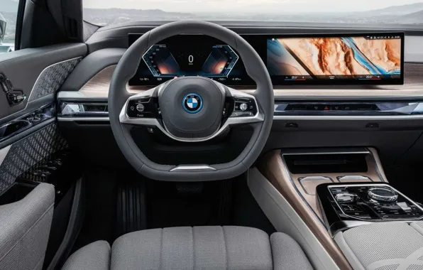 Picture the wheel, display, the instrument panel, the interior of the car, BMW 7 Series, G70, …