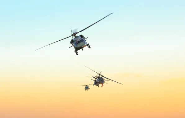 Picture the sky, sunset, FAB, Black hawk, Air force of Brazil, The air force of Brazil