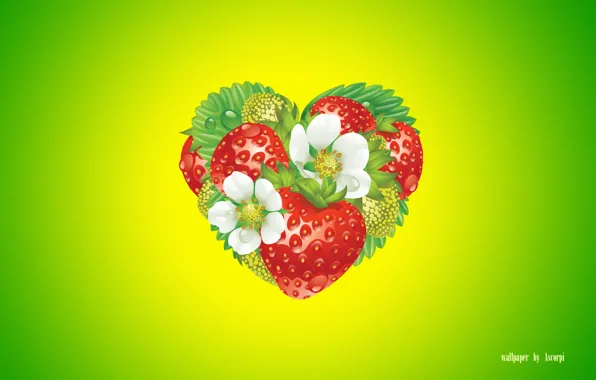 Picture summer, leaves, flowers, yellow, green, strawberry, summer, flower