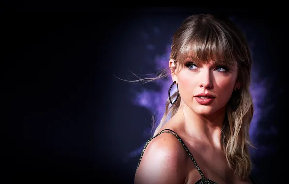 Taylor Swift, Music, Bra, Brown Hair, Makeup, Earrings, Mini Dress, Dark background