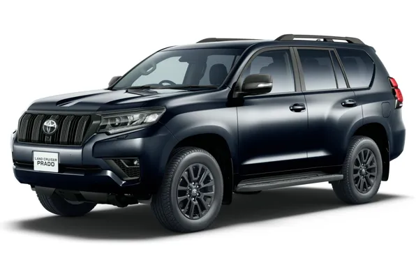 White background, Black Edition, Prado, Toyota Land Cruiser, 2022, Package Matt Black Edition, Package Matt