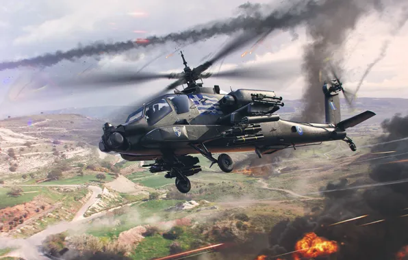 Download Boeing AH-64 Apache Cool Helicopter Dark Smoke Wallpaper |  Wallpapers.com