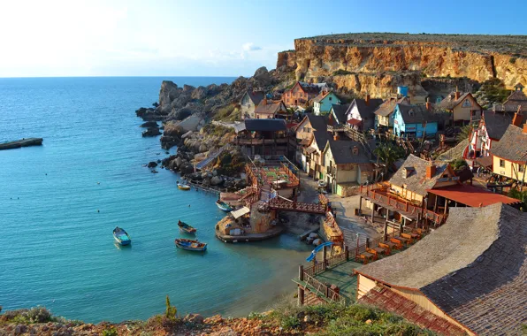 Sea, the sky, home, boats, village