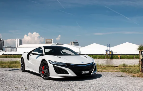 Honda, sky, blue, White, NSX