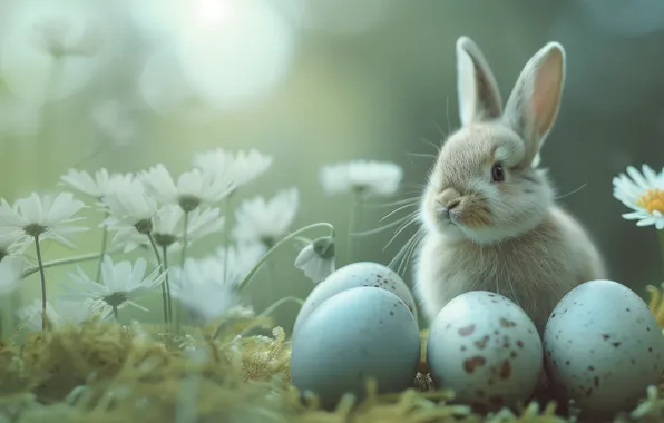 Holiday, eggs, spring, rabbit, Easter, painted, eggs, AI art