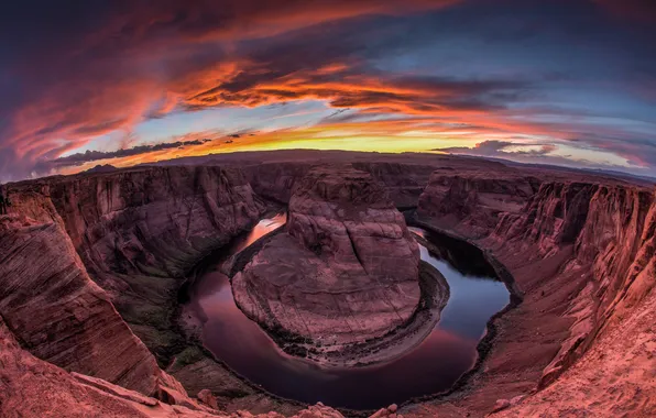 Picture river, the evening, Colorado, canyon, AZ, USA, state, Horseshoe (Horseshoe Bend)