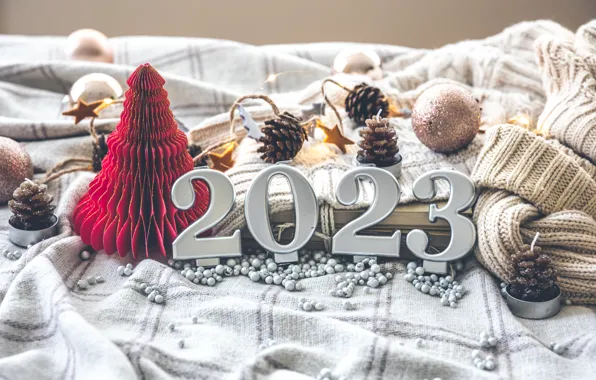 Christmas, New year, herringbone, date, Christmas decorations, 2023