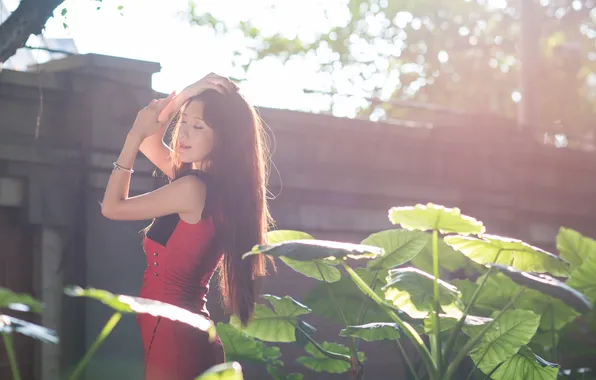 Summer, girl, face, hair, dress