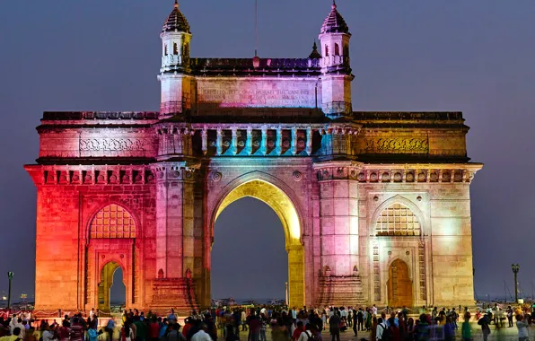 Picture people, India, architecture, Mumbai, India Gate