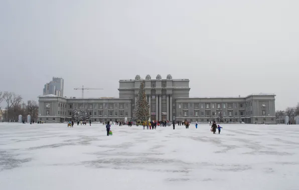 Winter, Snow, Tree, Samara, The Volga region, Kuibyshev Square