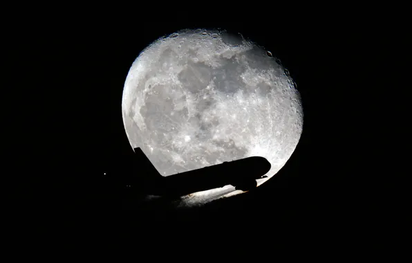 Picture night, the moon, the plane, the rise, Airbus