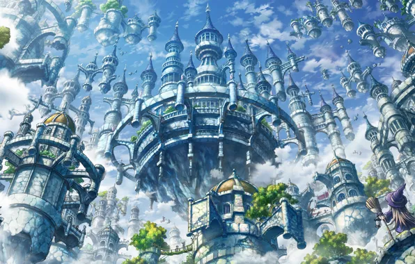 HD wallpaper: Anime, Original, Castle, Cloud, Landscape, Ocean, Original ( Anime) | Wallpaper Flare