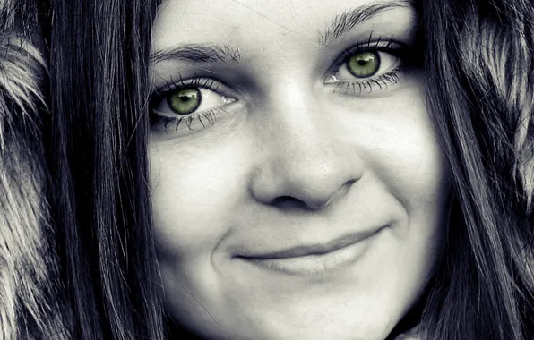 Girl, Look, Black and white, Eyes