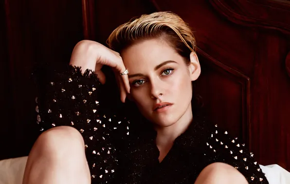 Look, girl, face, pose, actress, ring, Kristen Stewart, sweater