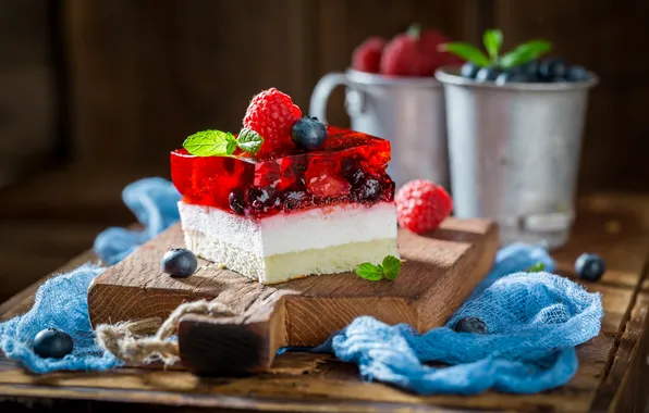 Picture berries, cake, mint, jelly, Shaiith