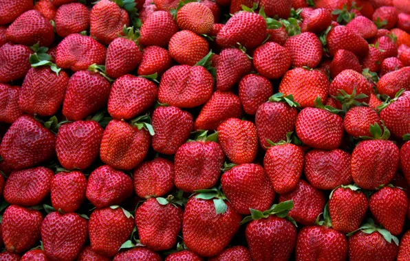 Green, red, pattern, leaves, fruit, strawberries