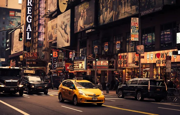 United States, cars, New York, street, people, taxi, Lego, cityscape