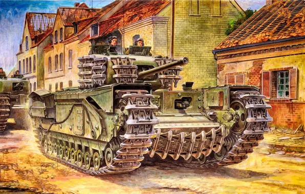 Picture Art, Tank, Churchill, during the Second world war, Churchill, Infantry tank army
