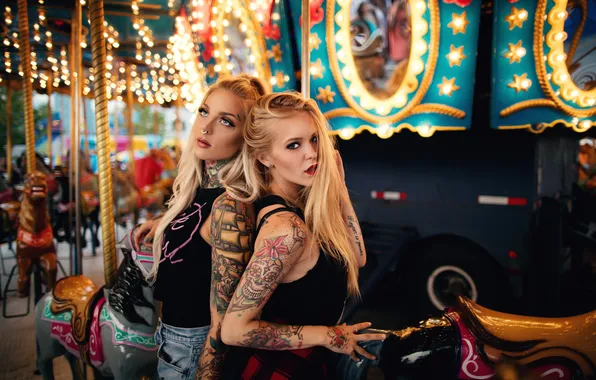 Picture look, background, girls, hair, face, tattoo