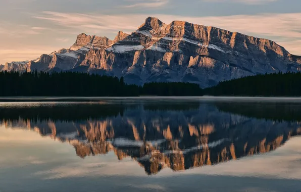 Picture lake, reflection, mountain, Canada, Bnaf