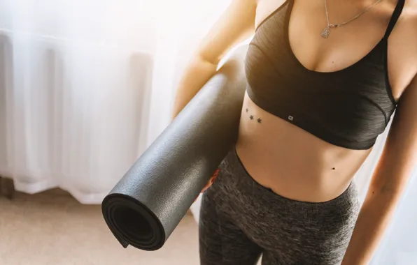 Cleavage, female, yoga, class