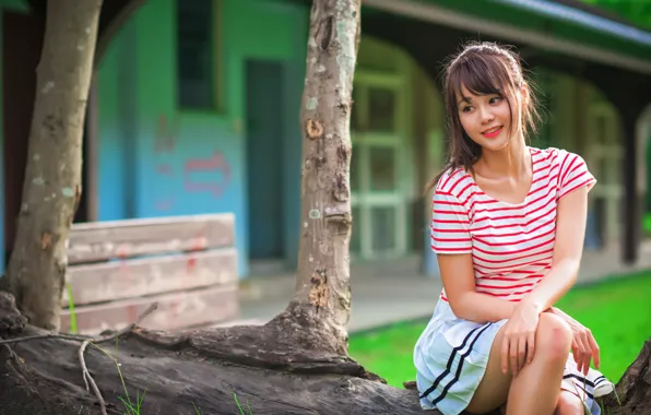 Girl, pose, background, mood