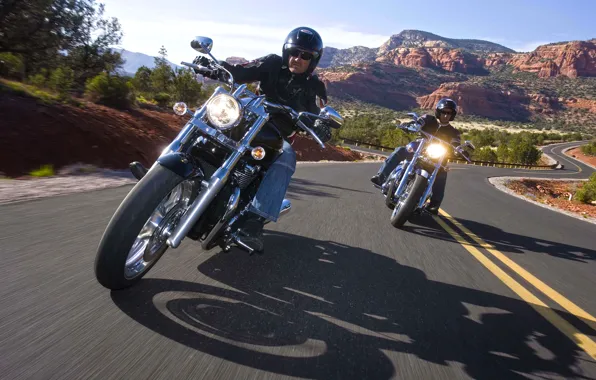 Road, motorcycle, Harley-Davidson