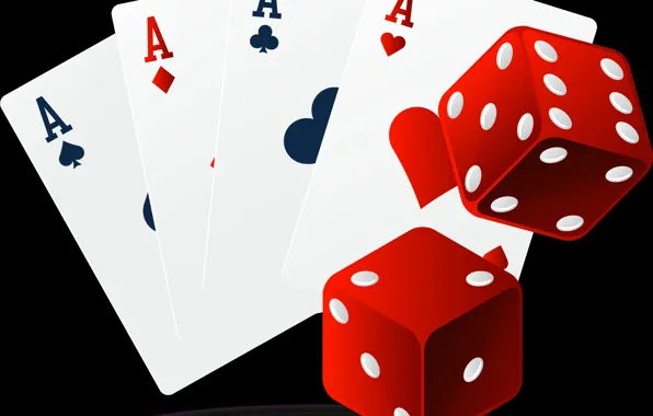 Card, cubes, 4 aces